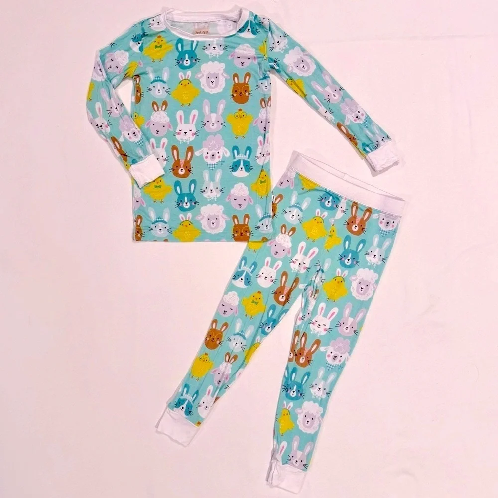 Little Sleepies Pastel Parade Two Piece Pajama Set Boys 2T Girls Bamboo Easter